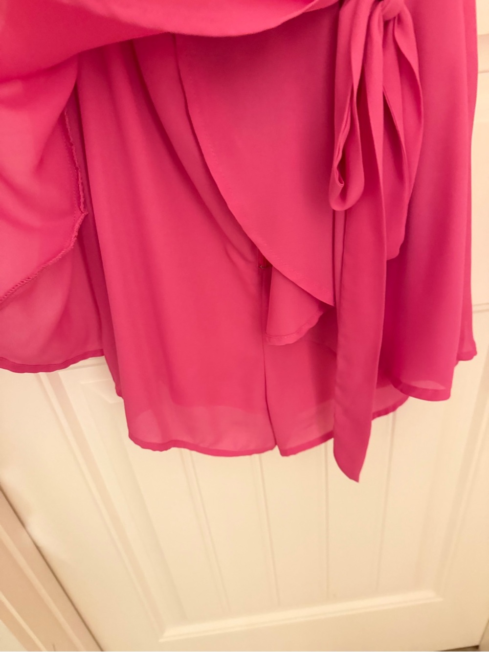 Listicle Hot Pink Ruffle Wrap Romper - Picture 4 of 7